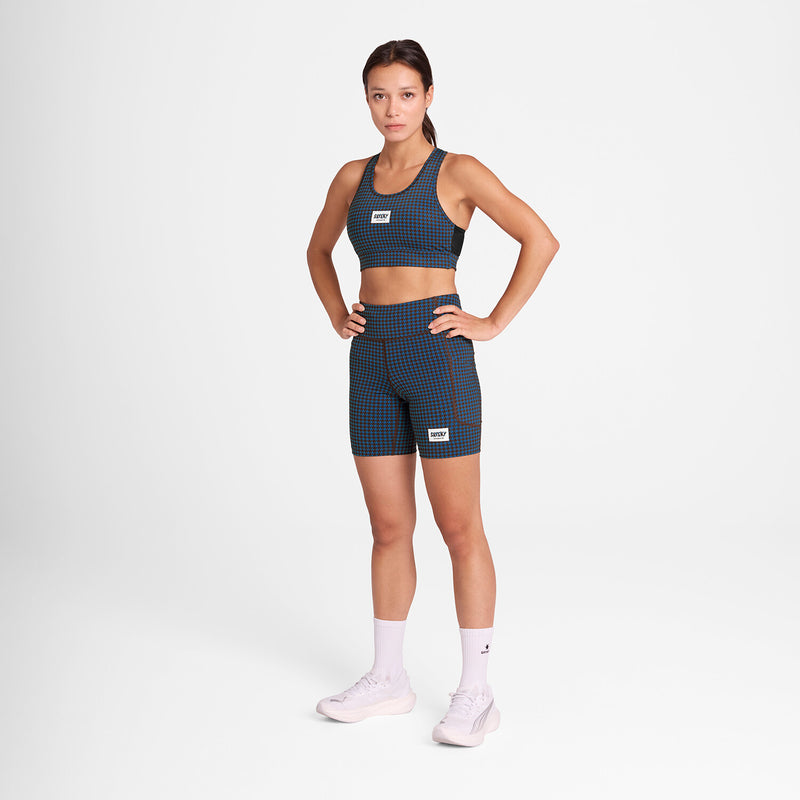 Saysky Houndstooth Combat Sports Bra Blue Houndstooth 1047 OWRSB30C1047