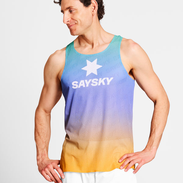 SAYSKY Drip Dye Flow Air Singlet SINGLETS 1033 - PURPLE AOP