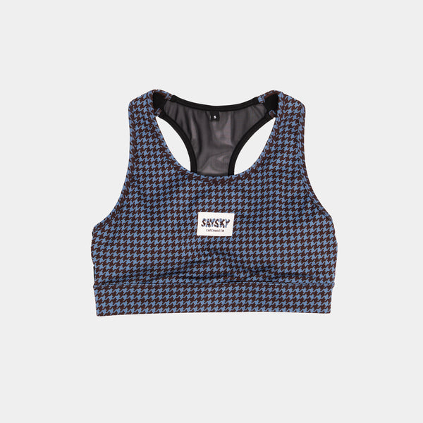 SAYSKY Houndstooth Combat Sports Bra SPORTS BRA 1047 - BLUE AOP