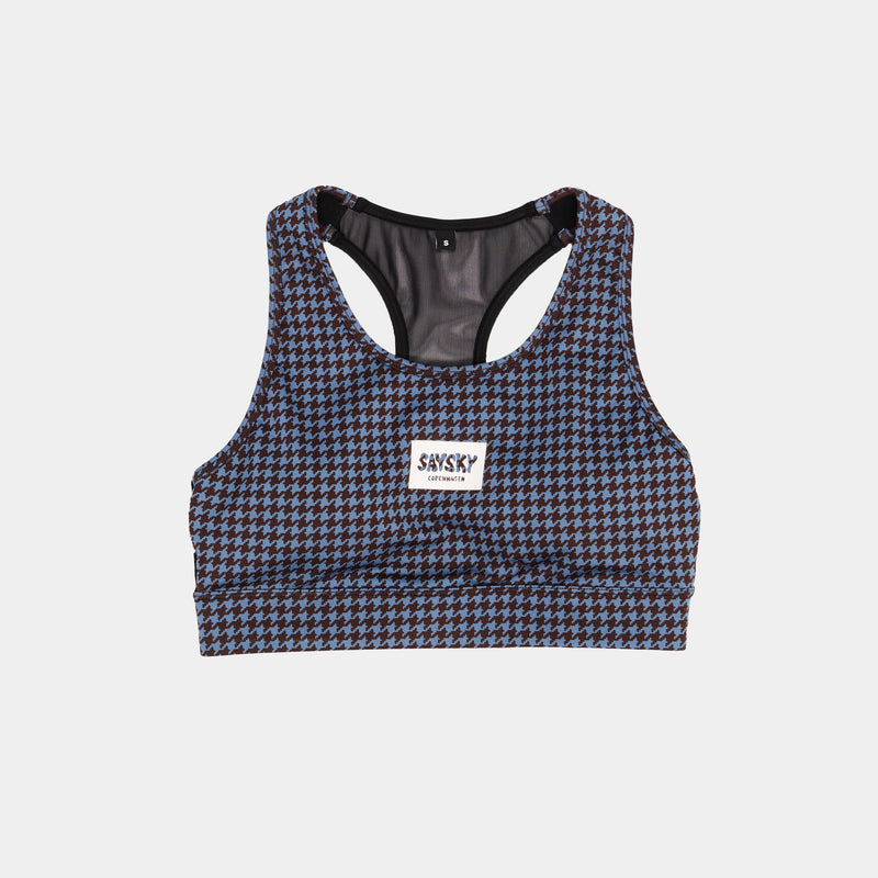 SAYSKY Houndstooth Combat Sports Bra SPORTS BRA 1047 - BLUE AOP