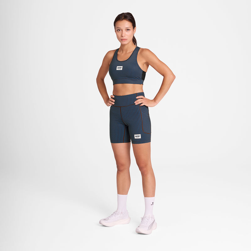 SAYSKY Houndstooth Combat Sports Bra SPORTS BRA 1047 - BLUE AOP