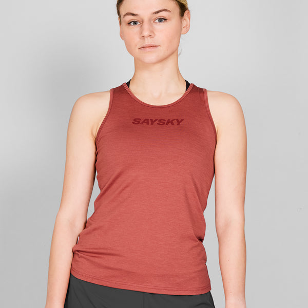 SAYSKY Logo Pace Top SINGLETS 5006 - RED MELANGE