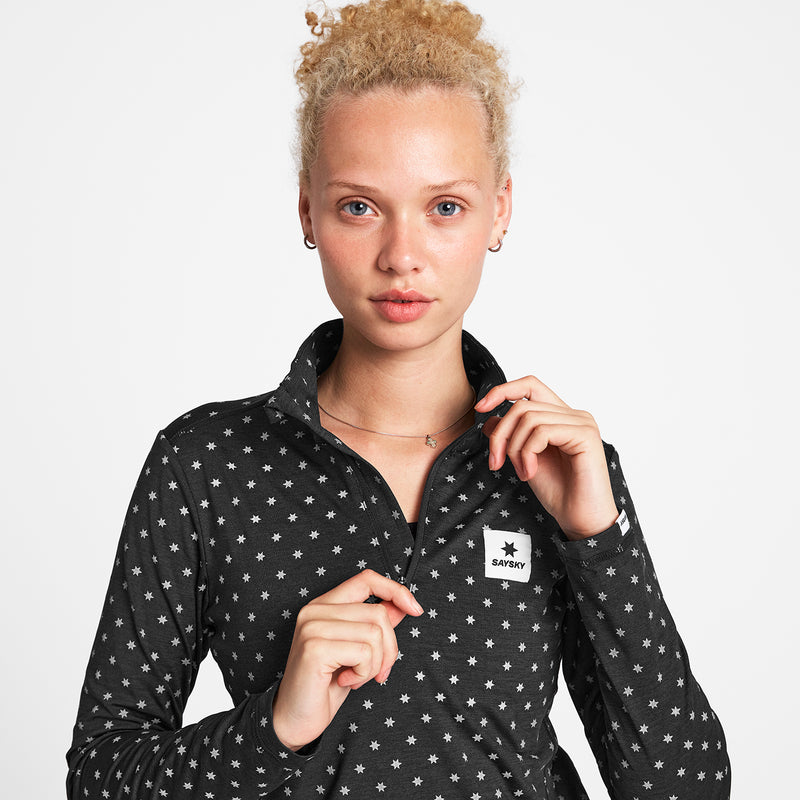 SAYSKY Reflective Pace Half Zip LONG SLEEVES 1018 - BLACK AOP