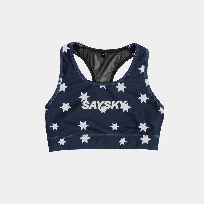 SAYSKY Star Combat Sports Bra SPORTS BRA 1028 - BLUE/WHITE AOP