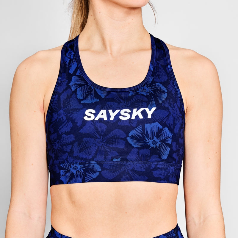 SAYSKY W Flower Combat Sports Bra SPORTS BRA 1029 - BLUE AOP