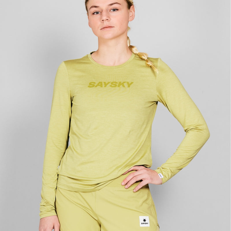 SAYSKY W Logo Pace Long Sleeve LONG SLEEVES 3008 - GREEN MELANGE
